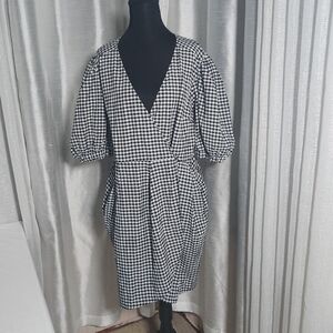 Topshop Monochrome Gingham Midi Dress